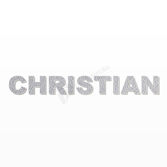 CHRISTIAN nome in polistirolo - Arial - Argento - Senza base