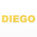 DIEGO nome in polistirolo - Arial - Giallo - Senza base