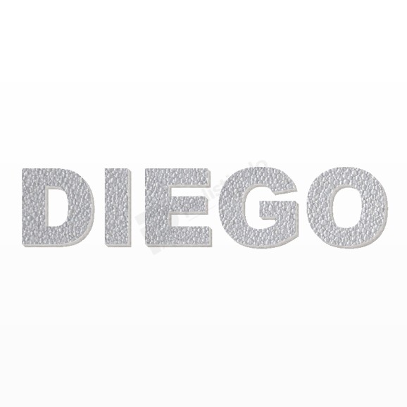 DIEGO nome in polistirolo - Arial - Argento - Senza base