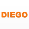 DIEGO nome in polistirolo - Arial - Arancione - Senza base
