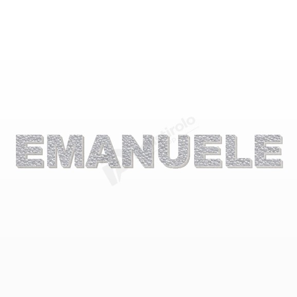 EMANUELE nome in polistirolo - Arial - Argento - Senza base