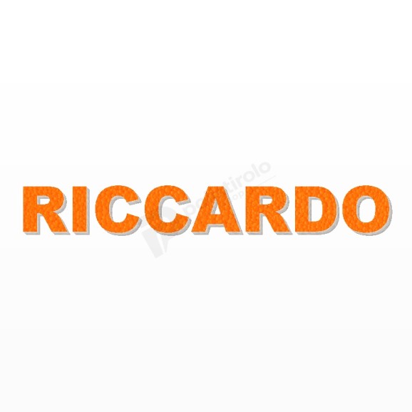 RICCARDO nome in polistirolo - Arial - Arancione - Senza base