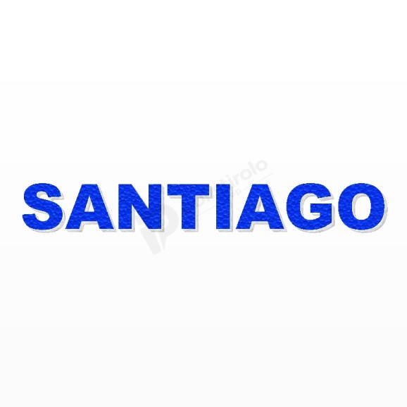 SANTIAGO nome in polistirolo - Arial - Blu - Senza base