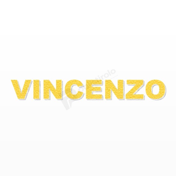 VINCENZO nome in polistirolo - Arial - Giallo - Senza base
