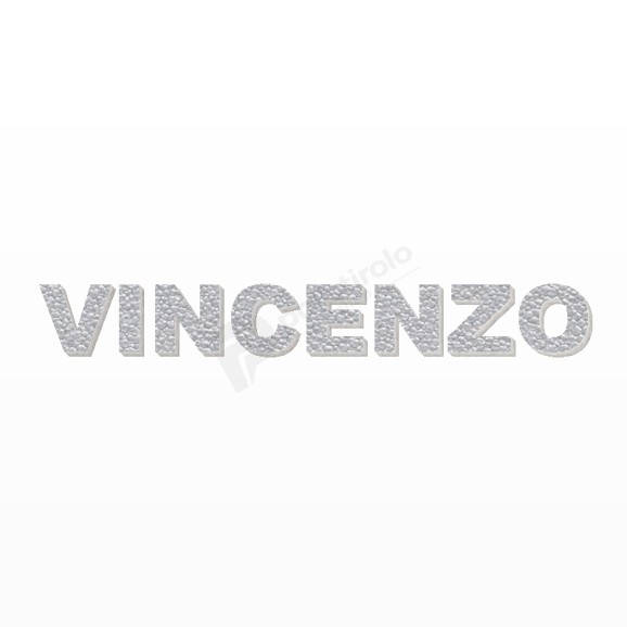 VINCENZO nome in polistirolo - Arial - Argento - Senza base