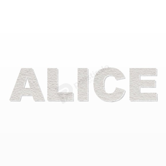 ALICE nome in polistirolo - Arial - Bianco - Senza base