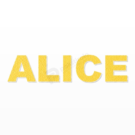 ALICE nome in polistirolo - Arial - Giallo - Senza base