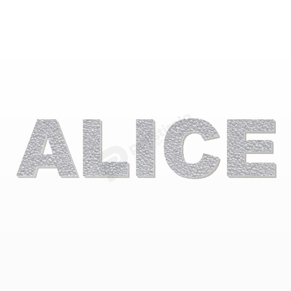 ALICE nome in polistirolo - Arial - Argento - Senza base