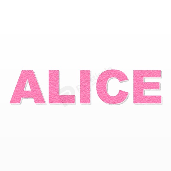 ALICE nome in polistirolo - Arial - Rosa - Senza base