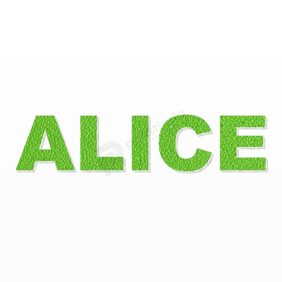 ALICE nome in polistirolo - Arial - Verde - Senza base