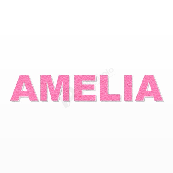 AMELIA nome in polistirolo - Arial - Rosa - Senza base