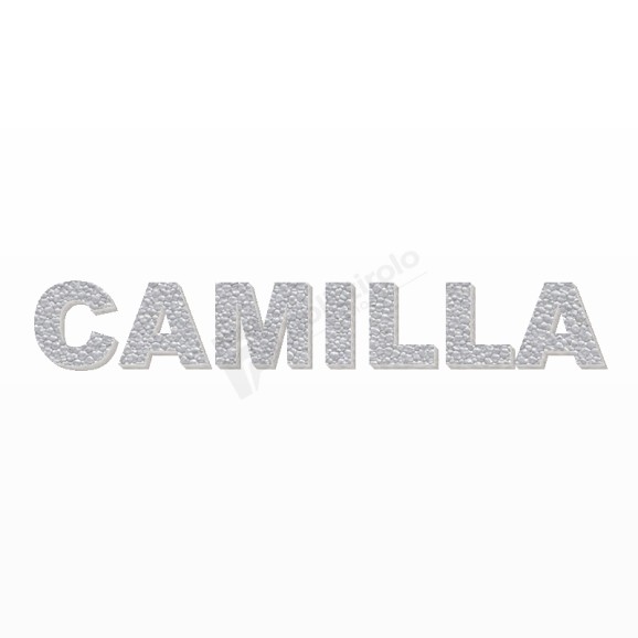 CAMILLA nome in polistirolo - Arial - Argento - Senza base