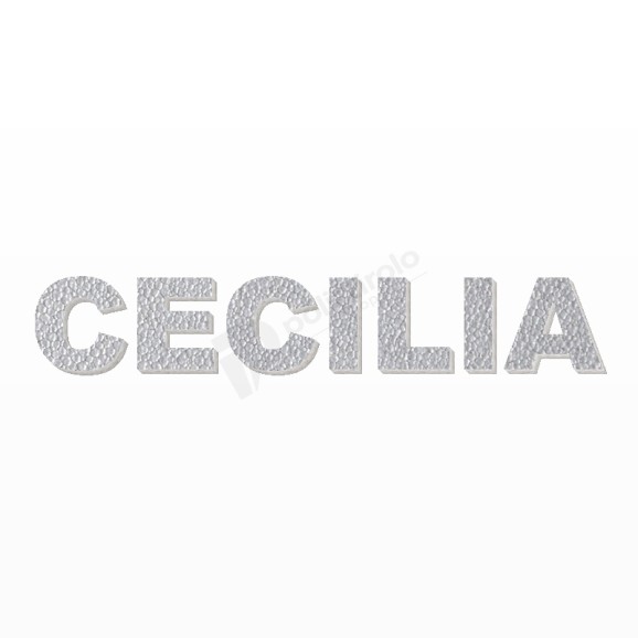 CECILIA nome in polistirolo - Arial - Argento - Senza base