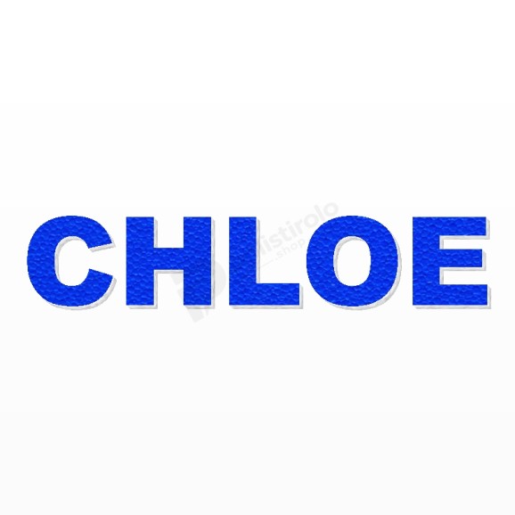 CHLOE nome in polistirolo - Arial - Blu - Senza base
