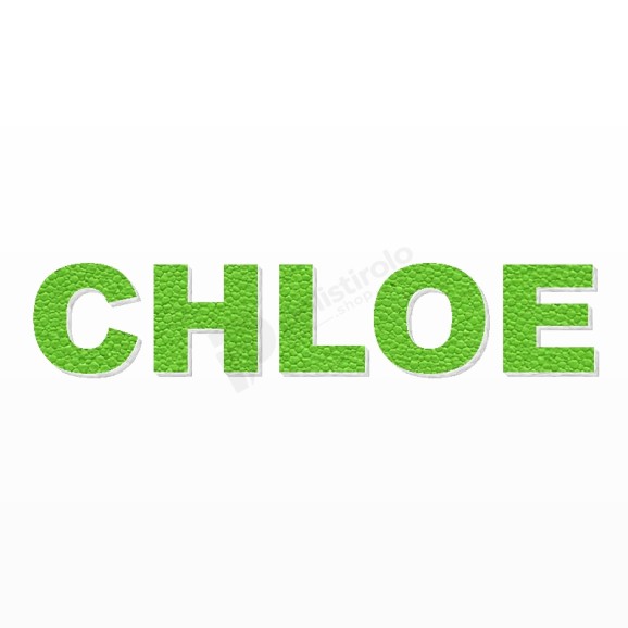 CHLOE nome in polistirolo - Arial - Verde - Senza base