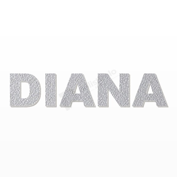 DIANA nome in polistirolo - Arial - Argento - Senza base
