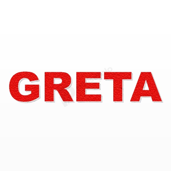 GRETA nome in polistirolo - Arial - Rosso - Senza base