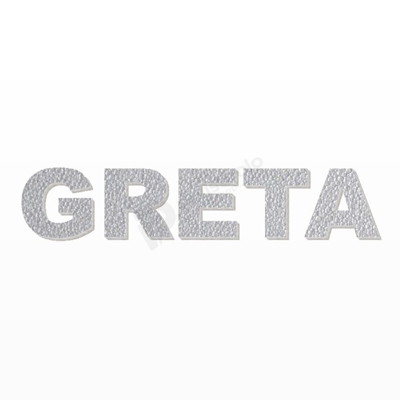 GRETA nome in polistirolo - Arial - Argento - Senza base