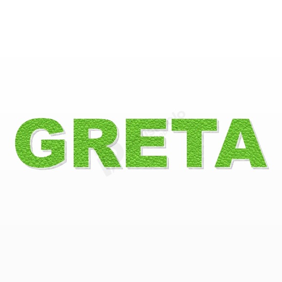 GRETA nome in polistirolo - Arial - Verde - Senza base