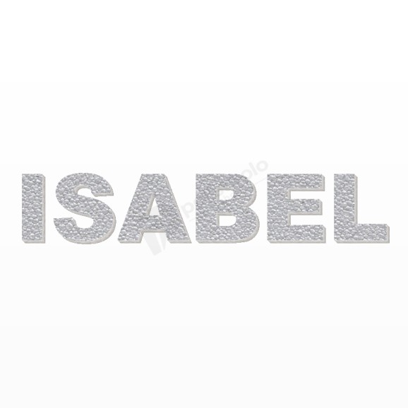 ISABEL nome in polistirolo - Arial - Argento - Senza base