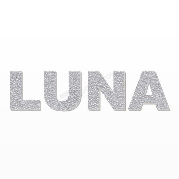 LUNA nome in polistirolo - Arial - Argento - Senza base