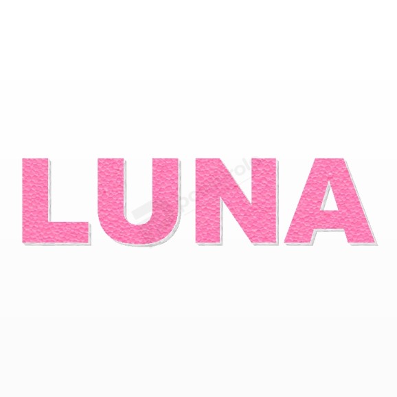 LUNA nome in polistirolo - Arial - Rosa - Senza base