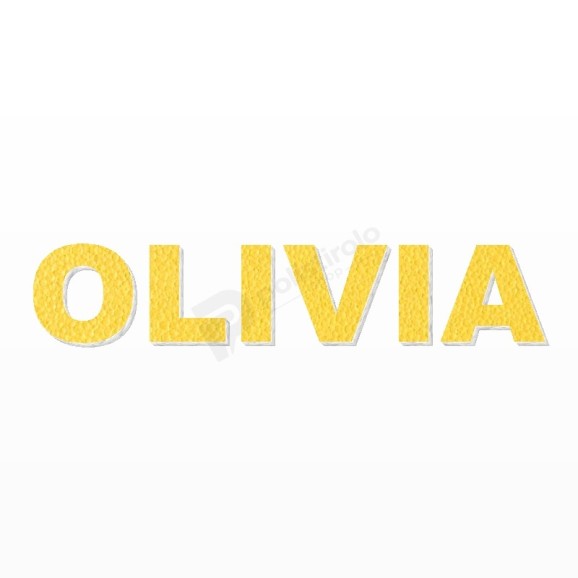 OLIVIA nome in polistirolo - Arial - Giallo - Senza base