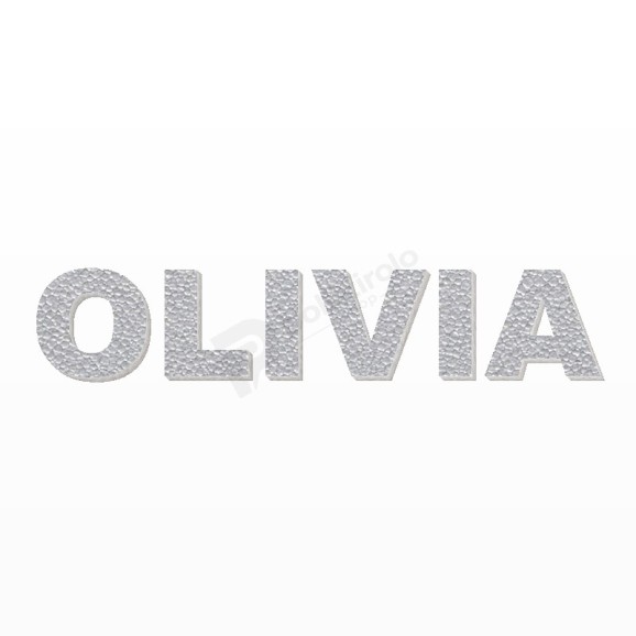 OLIVIA nome in polistirolo - Arial - Argento - Senza base