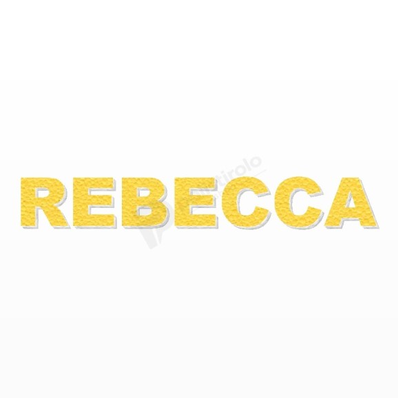 REBECCA nome in polistirolo - Arial - Giallo - Senza base