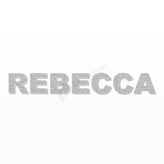 REBECCA nome in polistirolo - Arial - Argento - Senza base