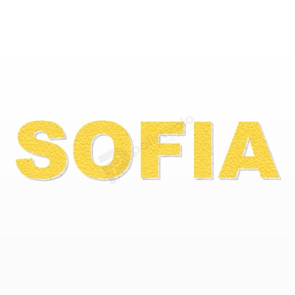 SOFIA nome in polistirolo - Arial - Giallo - Senza base