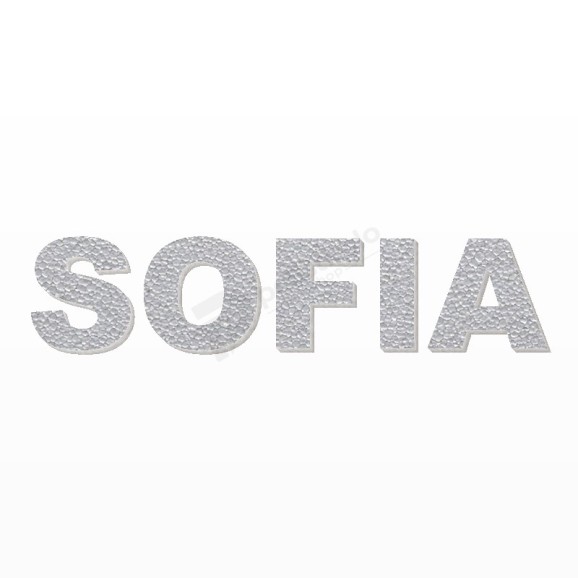 SOFIA nome in polistirolo - Arial - Argento - Senza base