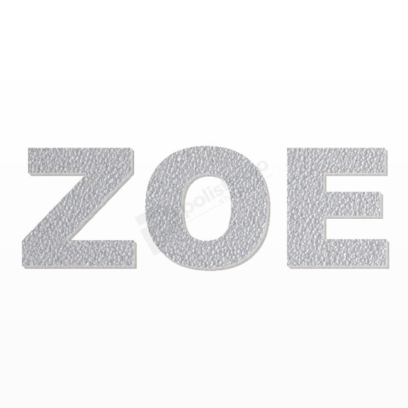 ZOE nome in polistirolo - Arial - Argento - Senza base