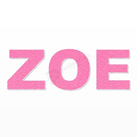 ZOE nome in polistirolo - Arial - Rosa - Senza base