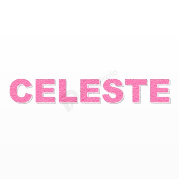 CELESTE nome in polistirolo - Arial - Rosa - Senza base