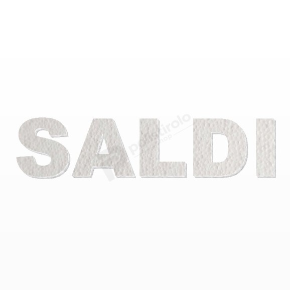 SALDI scritta in polistirolo - Arial - Bianco - Senza base