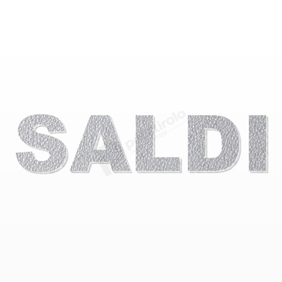 SALDI scritta in polistirolo - Arial - Argento - Senza base