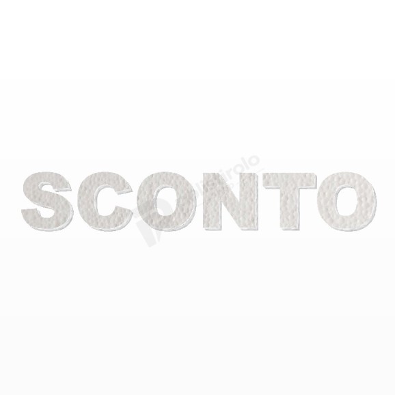 SCONTO scritta in polistirolo - Arial - Bianco - Senza base
