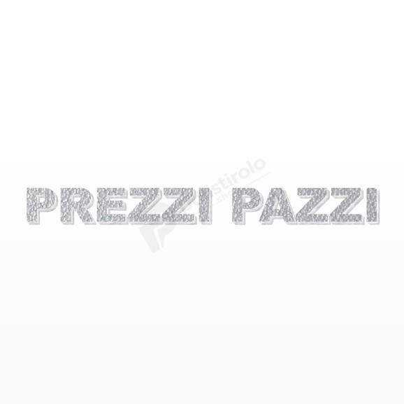 PREZZI PAZZI scritta in polistirolo - Arial - Argento - Senza base