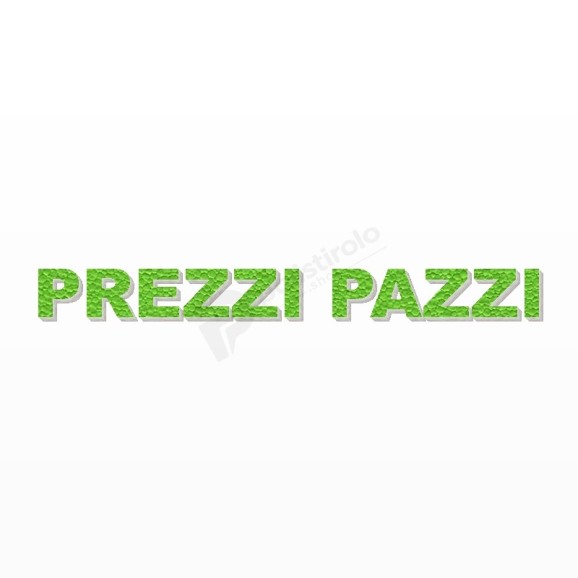 PREZZI PAZZI scritta in polistirolo - Arial - Verde - Senza base