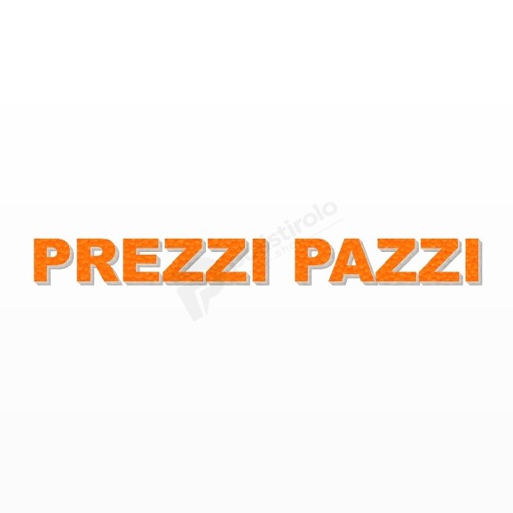 PREZZI PAZZI scritta in polistirolo - Arial - Arancione - Senza base