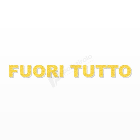 FUORI TUTTO scritta in polistirolo - Arial - Giallo - Senza base