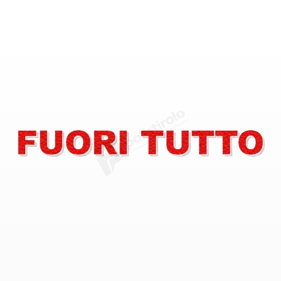 FUORI TUTTO scritta in polistirolo - Arial - Rosso - Senza base