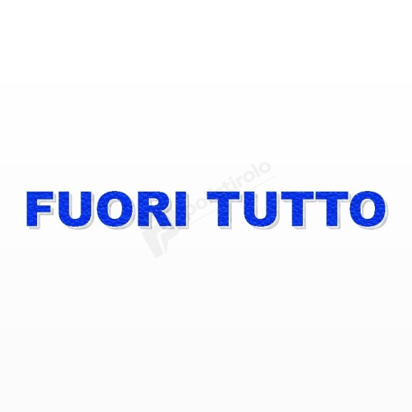 FUORI TUTTO scritta in polistirolo - Arial - Blu - Senza base
