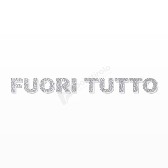 FUORI TUTTO scritta in polistirolo - Arial - Argento - Senza base