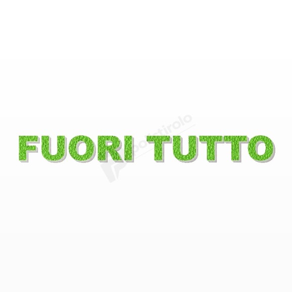 FUORI TUTTO scritta in polistirolo - Arial - Verde - Senza base