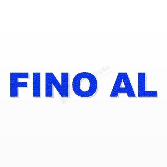 FINO AL scritta in polistirolo - Arial - Blu - Senza base