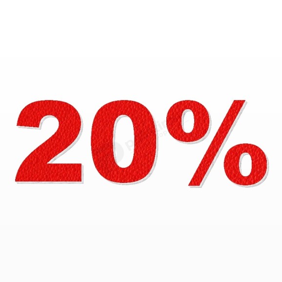 20% scritta in polistirolo - Arial - Rosso - Senza base