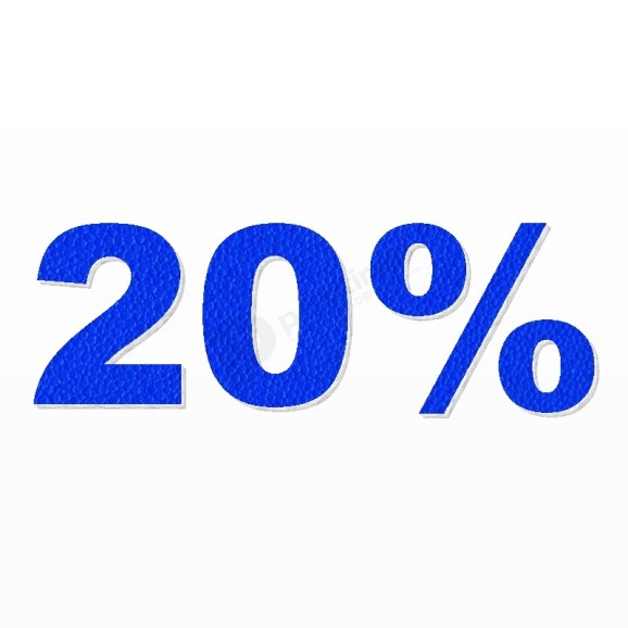 20% scritta in polistirolo - Arial - Blu - Senza base