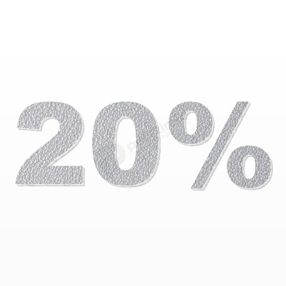 20% scritta in polistirolo - Arial - Argento - Senza base